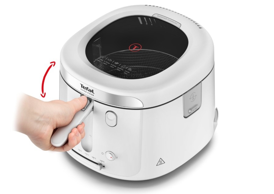 Detail skládací rukojeti Fritézy Tefal Filtra Vision, FF2541E0
