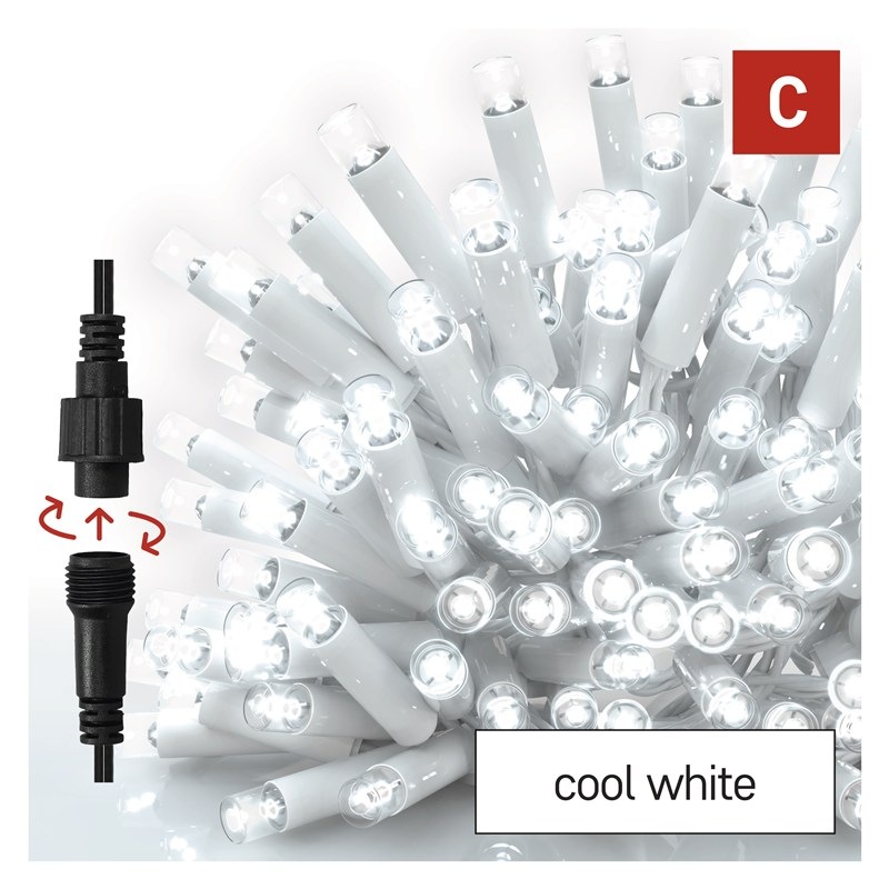 LED řetěz EMOS CHAIN 50LED, IP44, CW (5m) bílý
