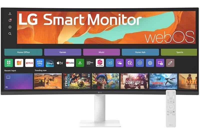 Monitor LG Smart Monitor 34U601SA-W v bílé barvě.