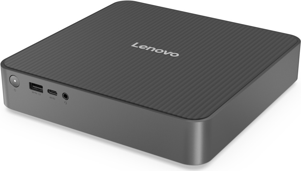 PC mini Lenovo IdeaCentre Mini 01IRH10R šedý Pohled šikmo z boku na mini počítač Lenovo IdeaCentre Mini