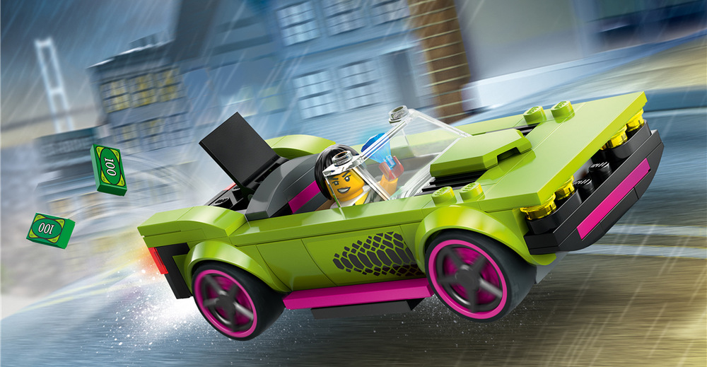 Stavebnice LEGO® City 60415 Honička policejního auta a sporťáku Minifigurky LEGO policisty a kriminálnice umožňují dětem měnit role a vymýšlet stále nové scénáře.