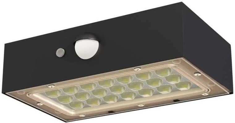 Nástěnné svítidlo EMOS BRIXO, 350lm, PIR, solární, neutrální bílá - černé