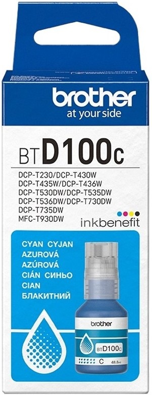 Azurová inkoustová náplň Brother BTD100C s výtěžností 5000 stran