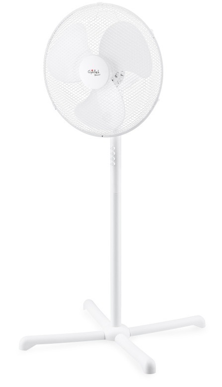 Bílý stojanový ventilátor Gallet VEN44S Blizzard se 3 rychlostmi foukání a funkcí oscilace