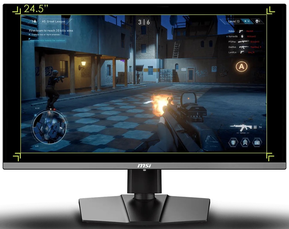 Herní monitor MSI MAG 272UP QD-OLED E16 černý Na herním monitoru MSI MAG 272UP QD-OLED E16 je znázorněno, že obraz lze nastavit na 24,5" velikost.