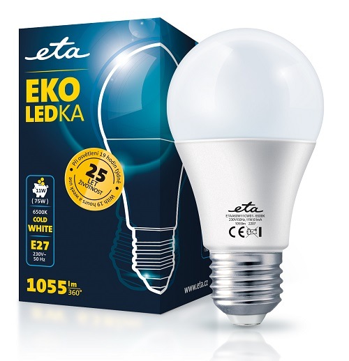 Žárovka LED ETA EKO LEDka klasik 11W, E27, studená bílá