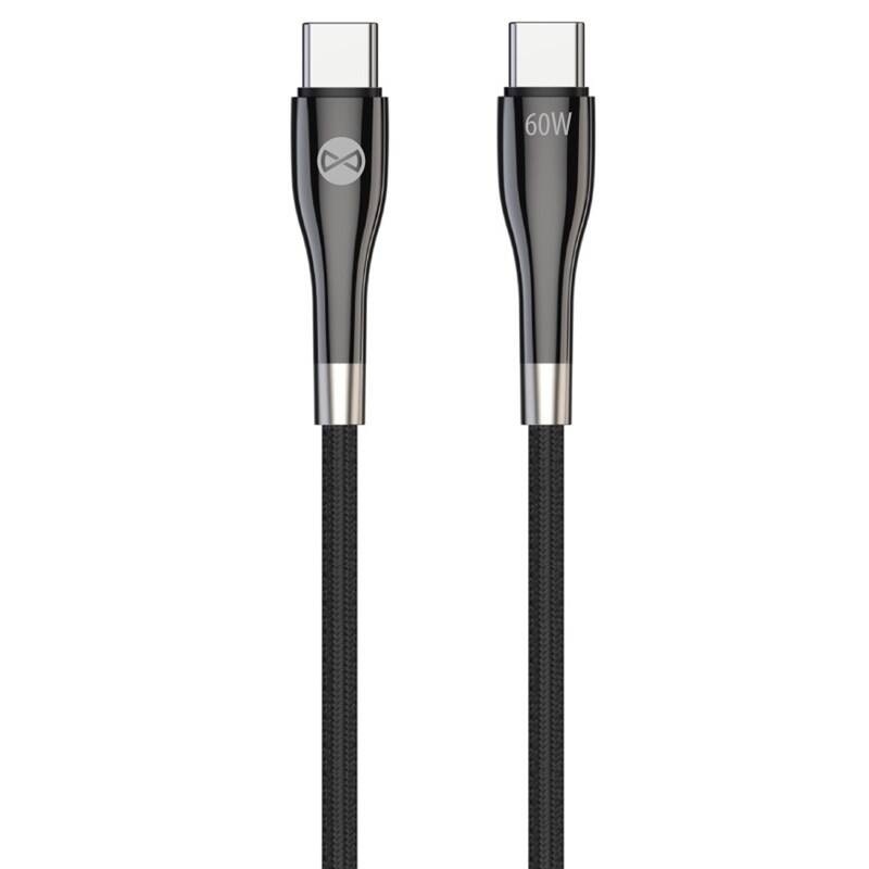 Kabel Forever Sleek USB-C/USB-C, 60 W, 1 m černý Kabel Forever Sleek USB-C/USB-C, 60 W, 1 m černý