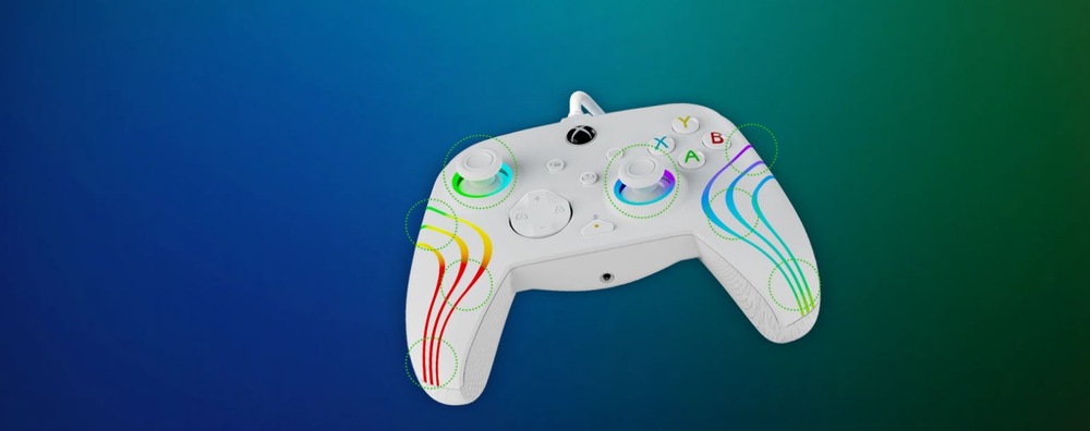 PDP Afterglow Wave RGB Wired Controller pro Xbox Series X|S / Xbox One / PC (049-024-WH), bílá