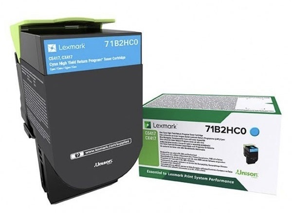 Toner Lexmark 71B2HC0, 3500 stran, pro CS417dn, CS517de, CX417de azurový