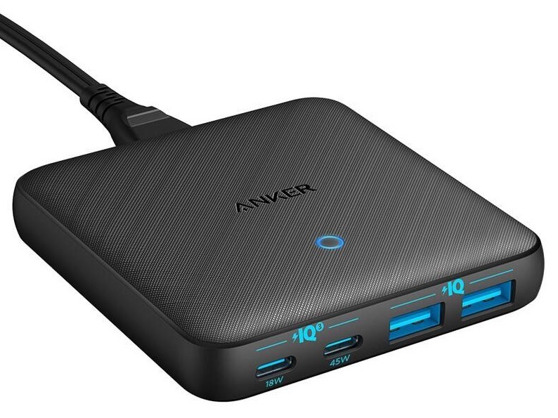 Nabíječka do sítě Anker PowerPort Atom III 63W Slim 1x USB-C(45W) 1xUSB-C(18W) 2xUSB-A(20W) černá