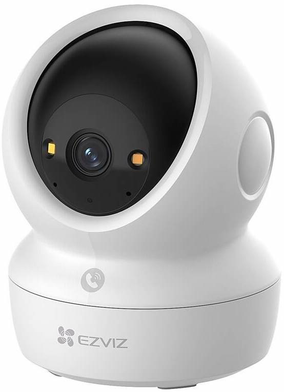 IP kamera EZVIZ H6c G1 4K zepředu s objektivem a dvěma LED diodami na bílém těle
