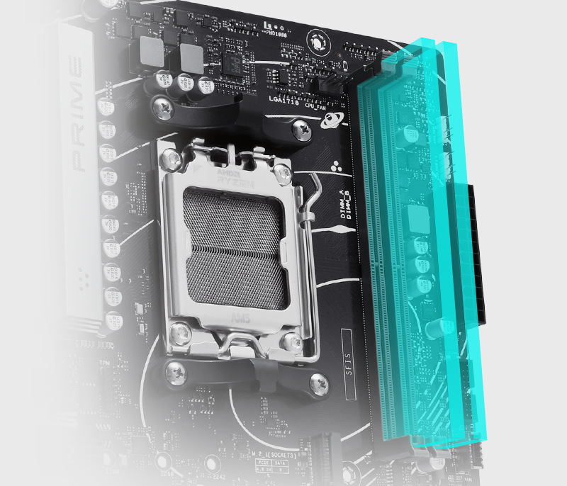 Základní deska Asus PRIME B650M-R Asus PRIME B650M-R AMD AM5 se opírá o rychlé paměti DDR5