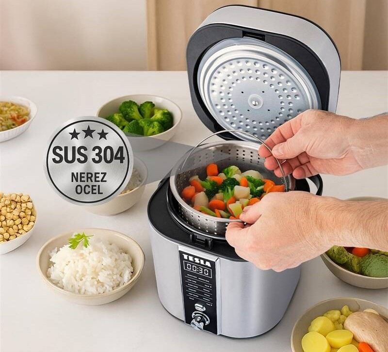 Multifunkční rýžovar Tesla MultiCook RC400 Low Carb stříbrný Multifunkční rýžovar Tesla MultiCook RC400 Low Carb stříbrný