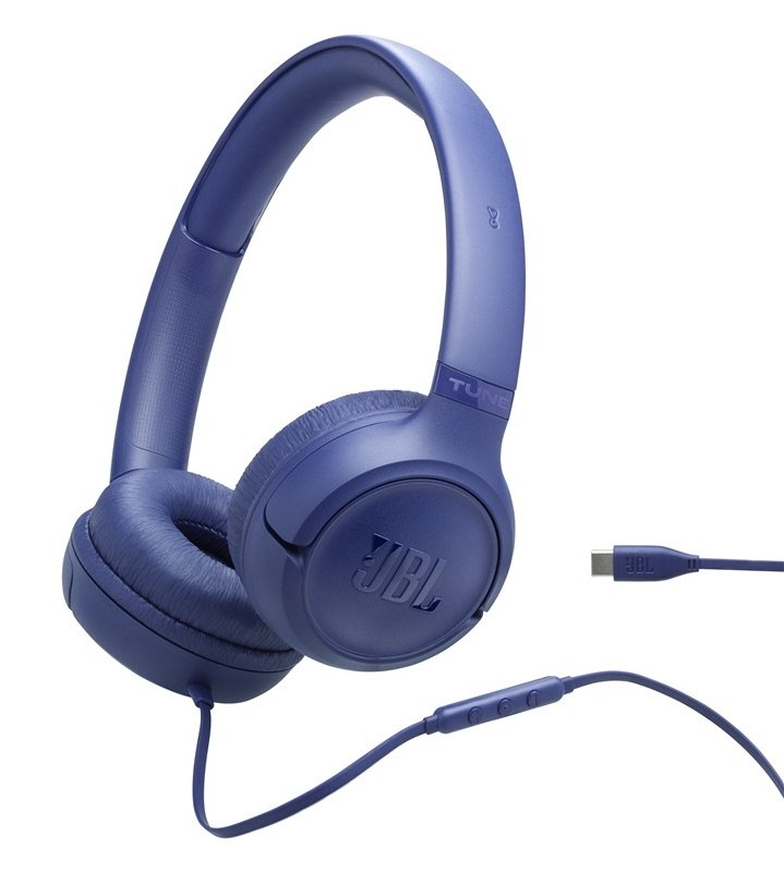 Sluchátka JBL Tune 530, USB-C, modrá barva.