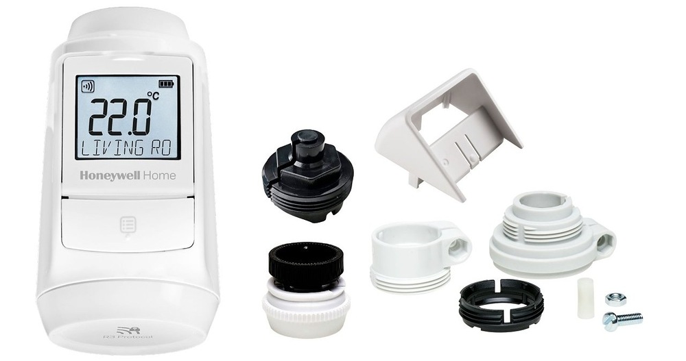 Bezdrátová termohlavice Honeywell Home EvoHome EVO-TRV bílá Kompletní příslušenství bezdrátové termohlavice Honeywell Home EvoHome EVO-TRV