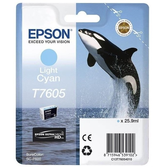 Inkoustová náplň Epson T7605, 25,9 ml - světle azurová