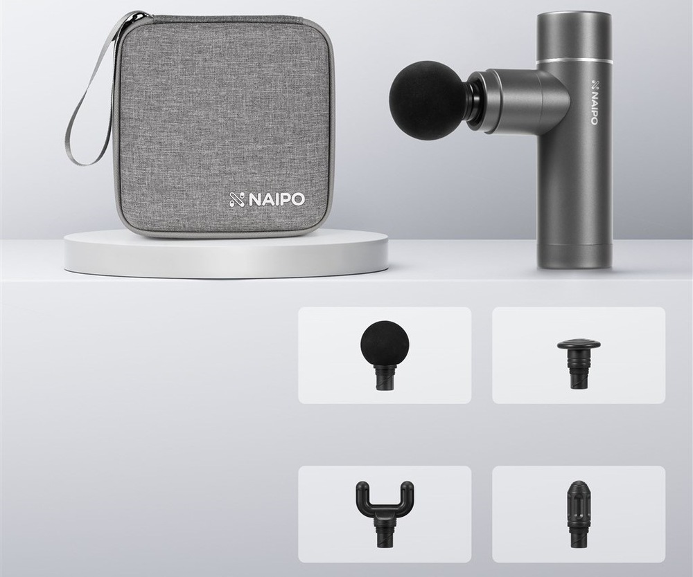Masážní pistole NAIPO NPMGUN-J11 Mini šedá Masážní pistole NAIPO NPMGUN-J11 Mini šedá