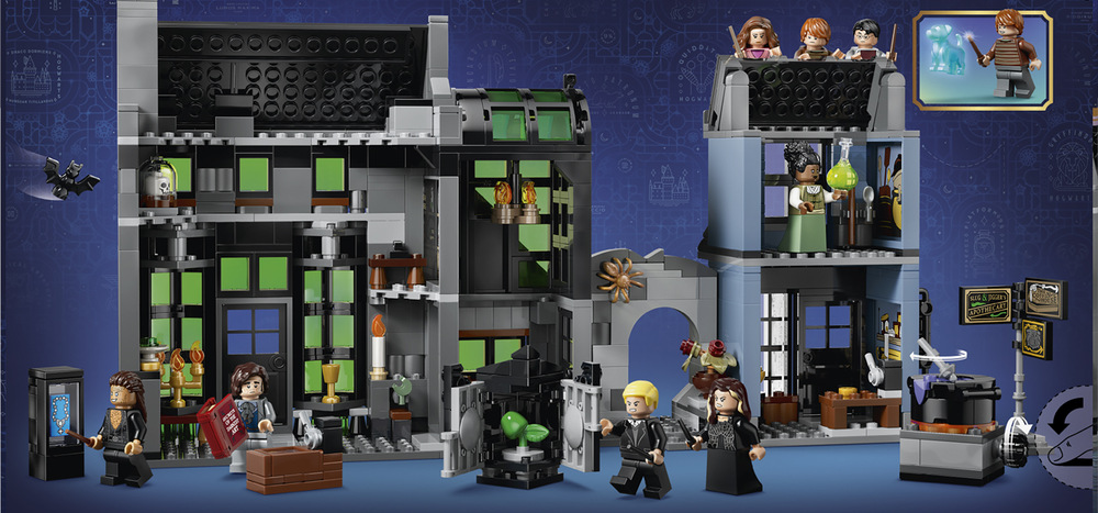Stavebnice LEGO® Harry Potter™ 76471 Kouzelnické obchody v Obrtlé ulici Obrtlá ulice může dál růst – Oba obchody lze propojit s dalšími modely a postupně vytvořit větší kouzelnický svět.