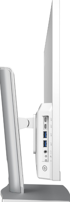 Počítač All In One MSI Modern AM272P 1M-1437EU bílý Boční pohled na MSI Modern AM272P 1M-1437EU s USB-C, USB-A a audio konektory