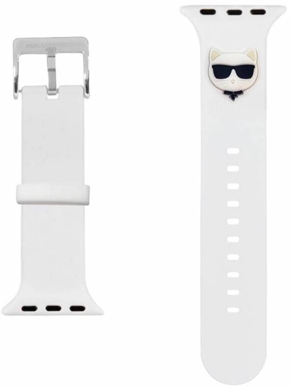 Řemínek Karl Lagerfeld Choupette Head na Apple Watch 42/44/45mm bílý