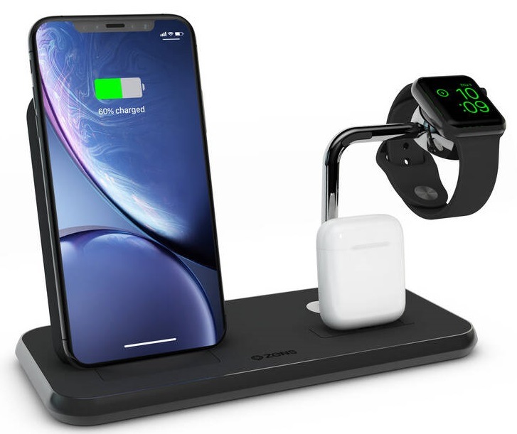 Bezdrátová nabíječka ZENS Stand+Dock+Watch černá