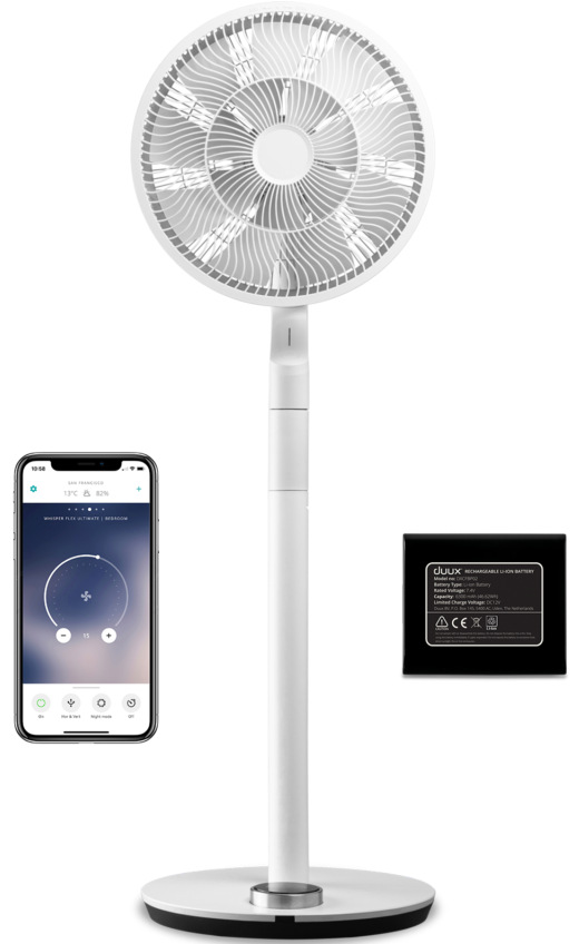 Ventilátor stojanový Duux Whisper Ultimate Smart White+ battery pack