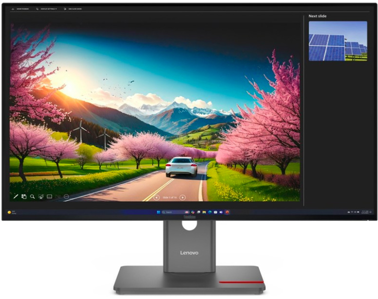 Černý monitor Lenovo ThinkVision P32ud-40 s 31,5palcovým displejem na výškově nastavitelném stojanu