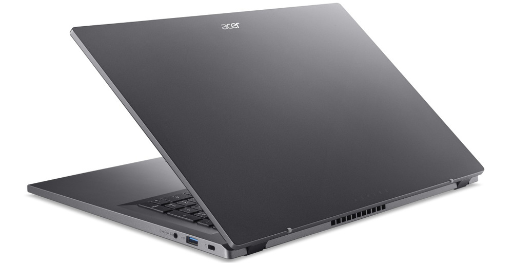 Notebook Acer Aspire Go 17 (AG17-31P-3040) šedý Numerická klávesnice, touchpad, webkamera, mikrofony a USB-C nabíjení usnadní každodenní používání.