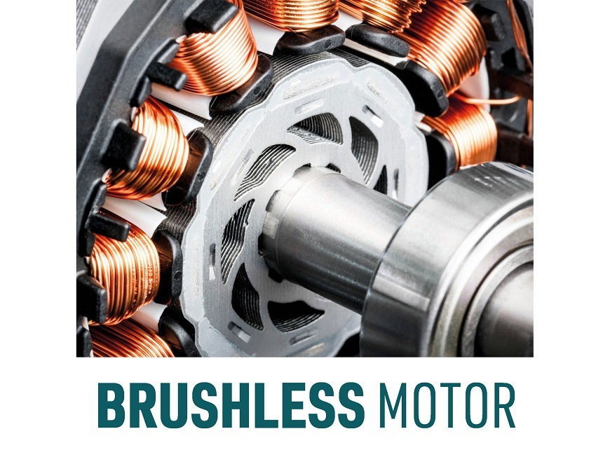 Přepravní kolečko EXTOL Industrial 8791941 (bez baterie) Detail brushless motoru a Kolečko EXTOL Industrial