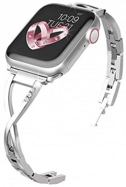 Řemínek WG úzký, kovový, na Apple Watch 42/44/45/49 mm stříbrný