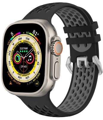 Řemínek Cubenest Silicone Sport na Apple Watch 42/44/45/Ultra 49 mm černý