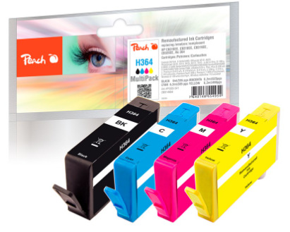 Inkoustová náplň Peach HP 364, MultiPac, 1x9, 3x6,2 ml vícebarevná