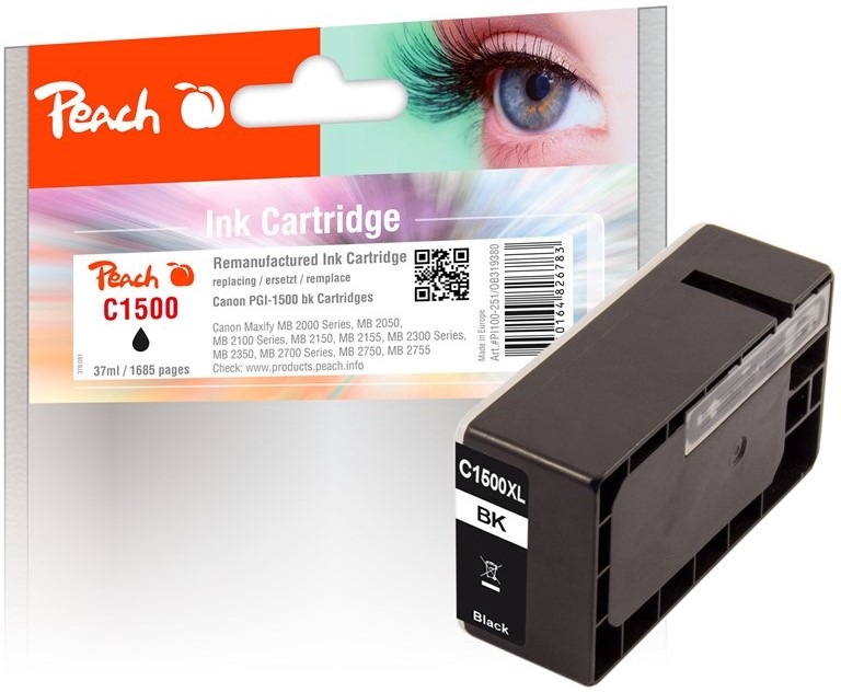 Inkoustová náplň Peach Canon PGI-1500XL,1685 stran - černá