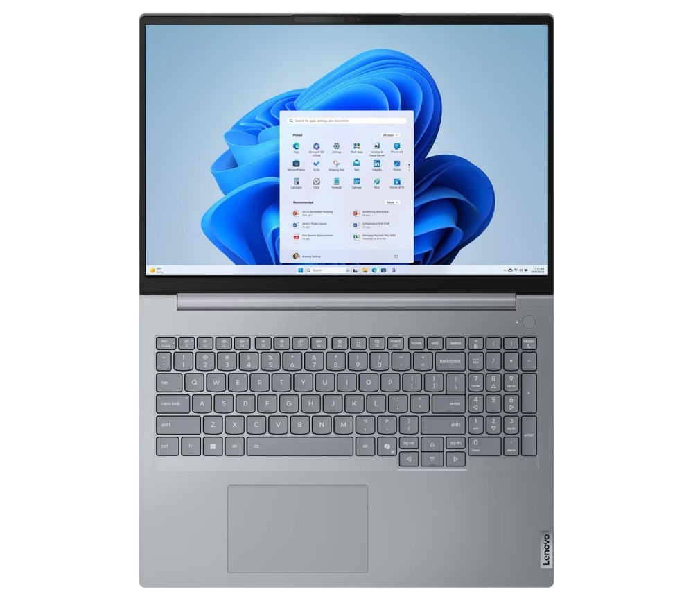 Notebook Lenovo ThinkBook 16 G9 IRL šedý Otevřený notebook Lenovo ThinkBook 16 G9 na 180°