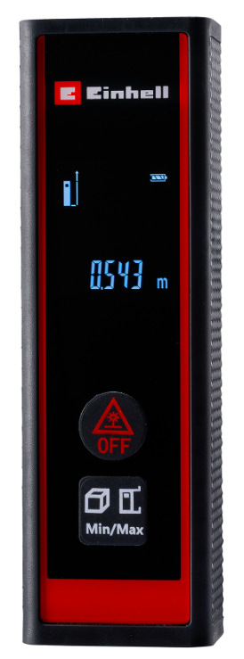Laserový dálkoměr Einhell Classic TC-LD 40 R Podsvícený displej laserového dálkoměru Einhell Classic TC-LD 40 R se zobrazenou vzdáleností 0,543 m