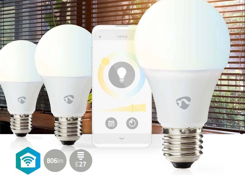 Chytrá žárovka Nedis SmartLife klasik, Wi-Fi, E27, 806 lm, 9 W, Teplá - studená bílá, 3ks