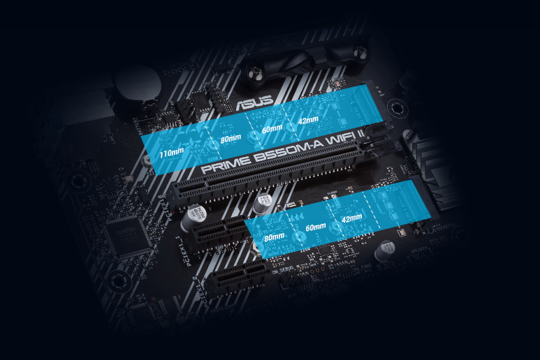 Základní deska Asus PRIME B550M-A Wi-Fi II Asus PRIME B550M-A podporuje rychlé úložiště