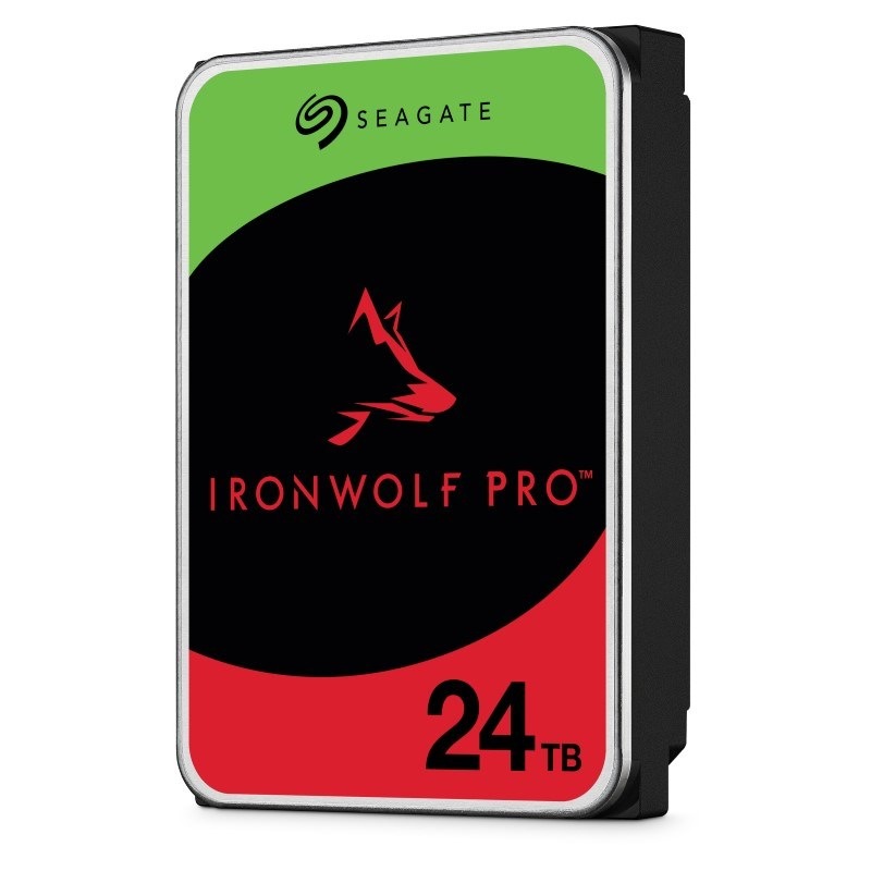 Pevný disk Seagate IronWolf Pro 24TB v šedé barvě.