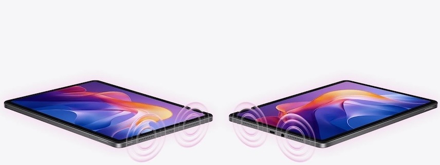 Dotykový tablet Xiaomi Redmi Pad 2 4 GB / 256 GB šedý Čtveřici reproduktorů rozmístil výrobce do všech čtyř rohů tabletu, tudíž je postaráno o bohatý, prostorový a pohlcující zvuk