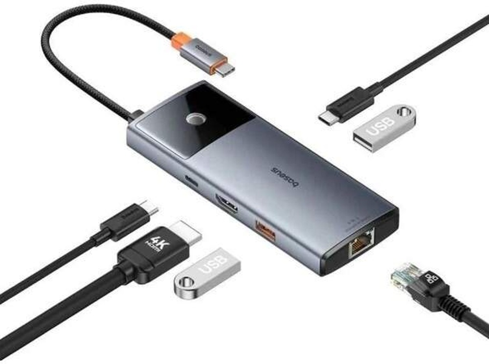 USB Hub Baseus Metal Gleam Series II 6-in-1 šedý USB Hub Baseus Metal Gleam Series II 6-in-1 šedý