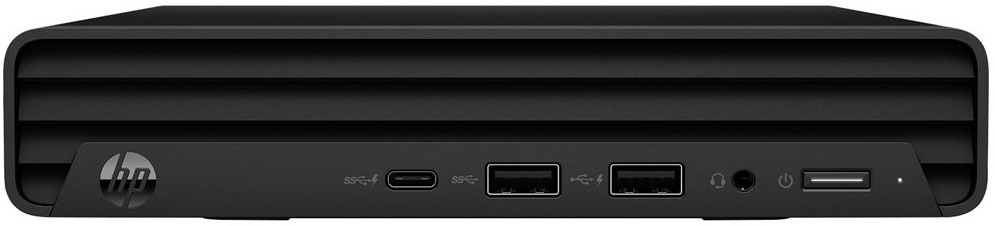 PC mini HP Pro Mini 260 G9 černý Přední strana mini PC HP Pro Mini 260 G9 s portem USB-C, 2 USB-A vstupy i audio konektorem