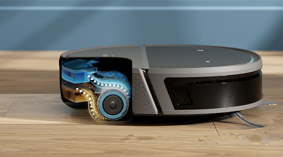 Robotický vysavač se stanicí Philips XU9100/10 vytírá na podlaze