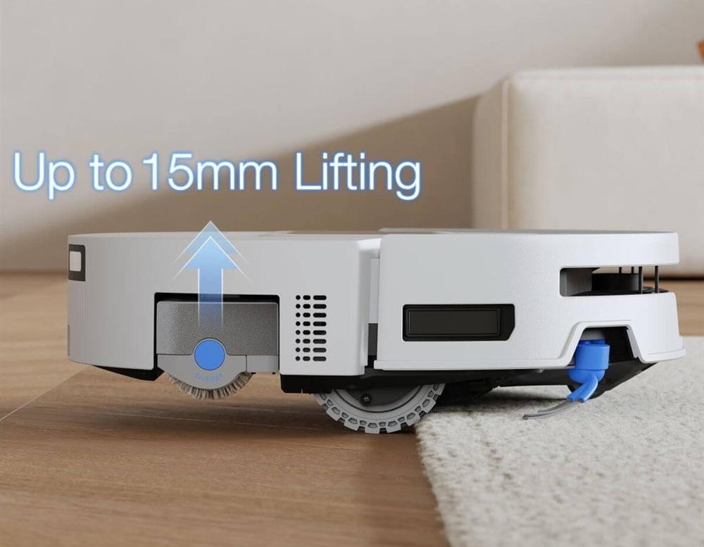 Robotický vysavač Ecovacs DEEBOT T90 MAX OMNI WHITE bílý Robotický vysavač Ecovacs DEEBOT T90 MAX OMNI WHITE zaznamenal koberec a automaticky zvedl mopovací válce o 15 mm výš, takže koberec zůstane suchý.