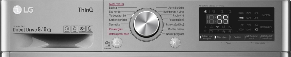 Pračka se sušičkou LG F4DV709H2TE stříbrná cesky_panel_prackosusicka_lg