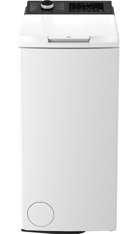 Vrchem plněná pračka Beko TB721DAVESCS, bílá barva.