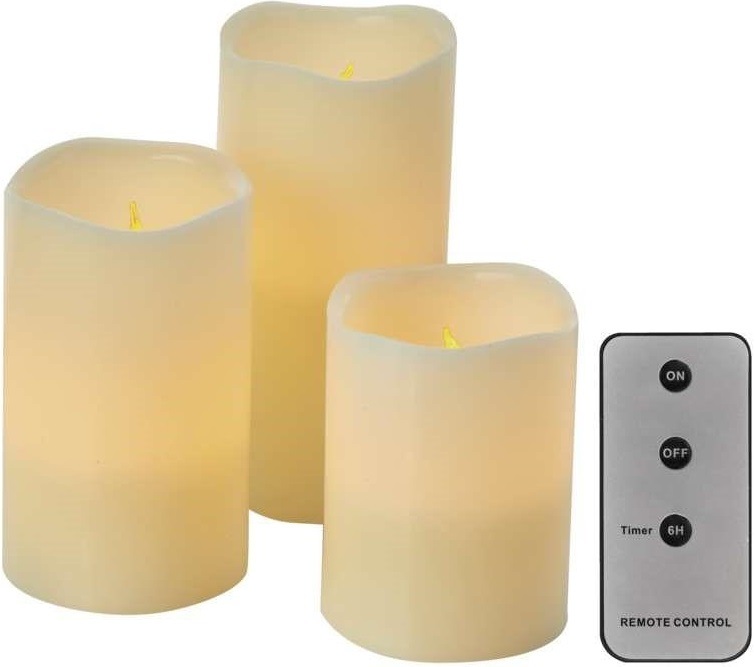 LED dekorace EMOS 3× svíčka, ovladač, časovač (3× 3× AAA)