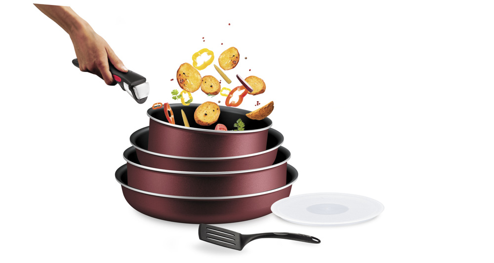 Sada nádobí Tefal Ingenio Simply Cook L7249702, 7 ks vínová Sada nádobí Tefal L7249302 Ingenio Simply Cook 4 kusy