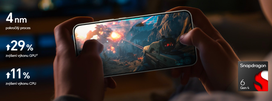 Mobilní telefon HONOR Magic8 Lite 5G při hraní hry s procesorem Snapdragon 6 Gen 4