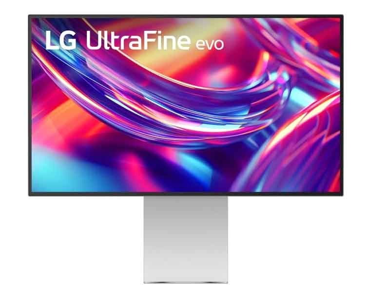 Monitor LG UltraFine evo 32U990A v šedo-černé barvě.
