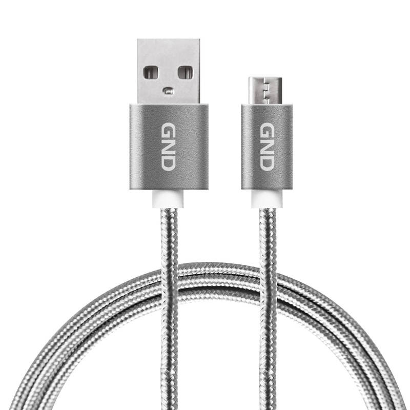 Kabel GND USB / micro USB, 1m, opletený titanium